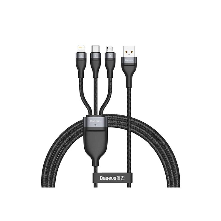 Baseus One-for-three Fast Charging Data Cable USB to M+L+C 66W