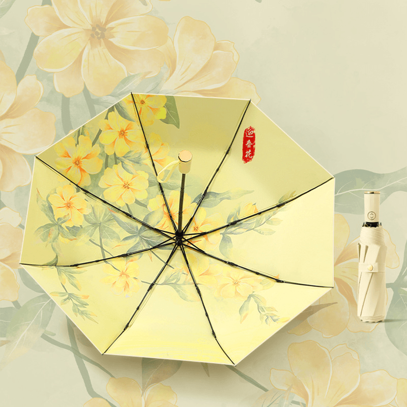 The Blossom Secret 21-inch 8-Rib Inner Floral Print Umbrella