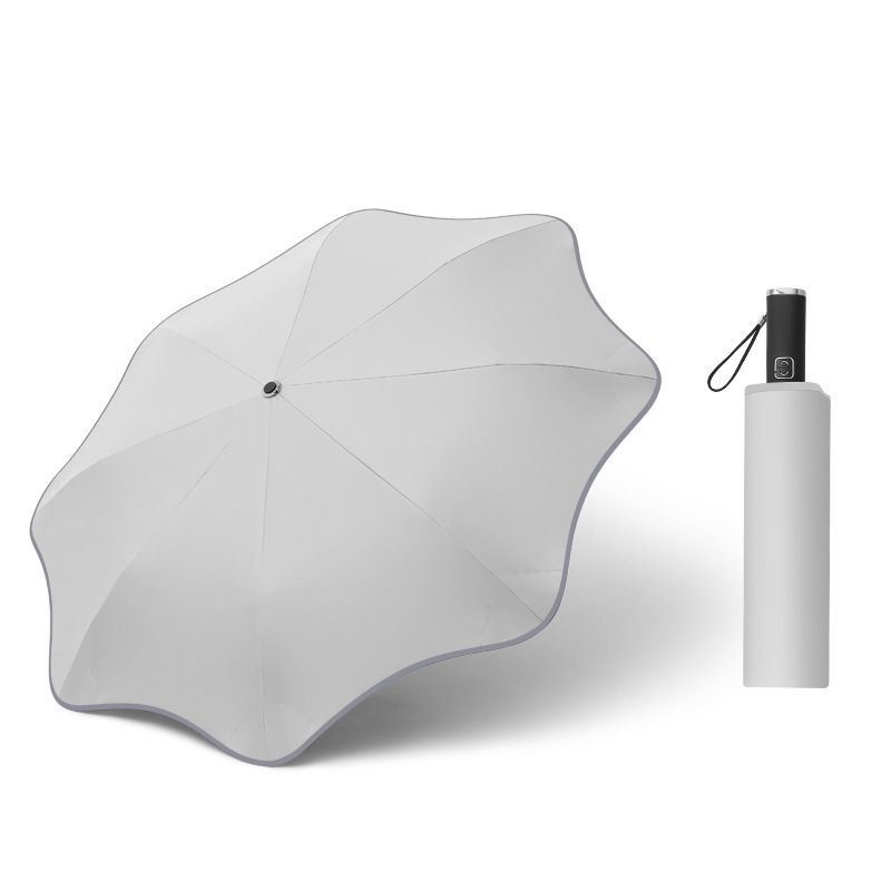 Rounded Tips 21-inch 8-Rib Automatic Tri-Fold Umbrella