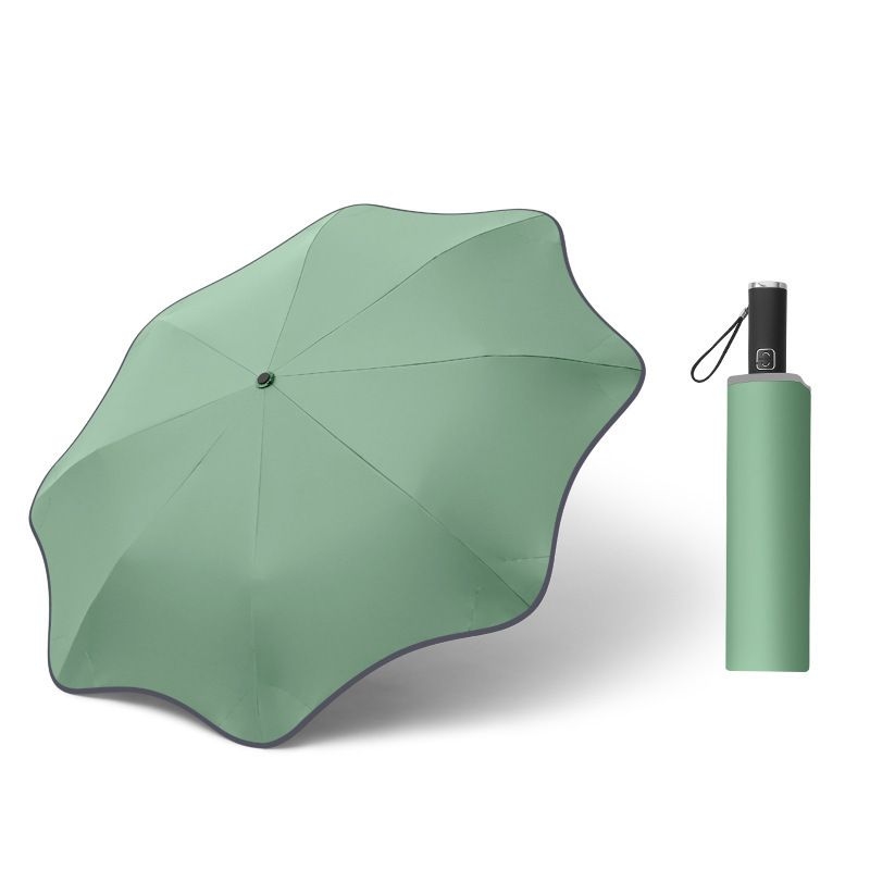 Rounded Tips 21-inch 8-Rib Automatic Tri-Fold Umbrella