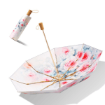 Double-Layer Floral Print 23-inch 8-Rib Tri-Fold Umbrella