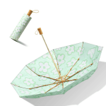 Double-Layer Floral Print 23-inch 8-Rib Tri-Fold Umbrella