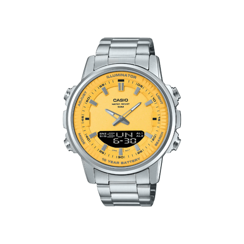 Casio Illuminator AMW-880D-9AVDF Dual Time Stainless Steel Men’s Watch