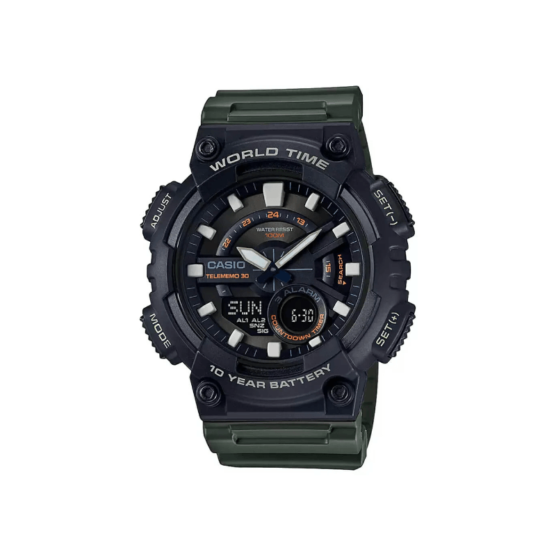 Casio Youth Dual Time AEQ-110W-3AVDF Resin Belt Men’s Watch