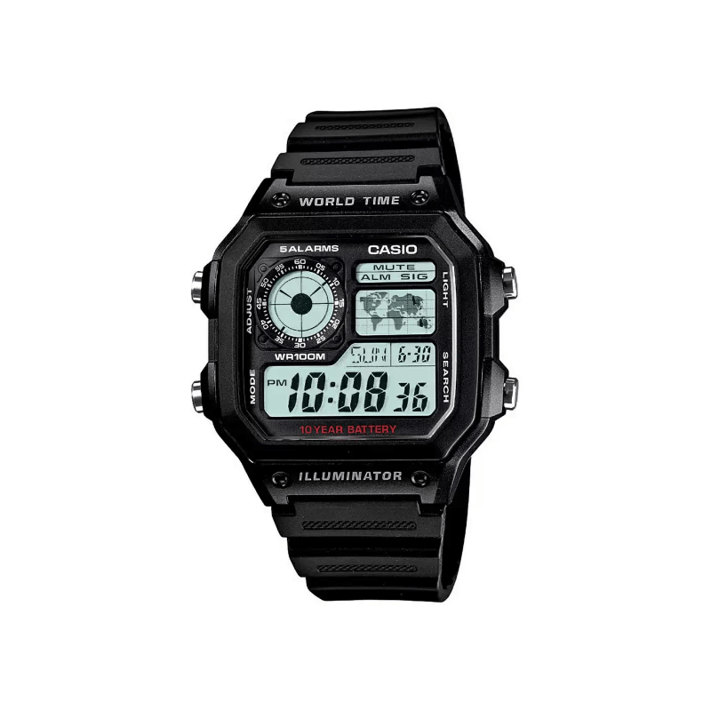 Casio Youth World Time AE-1200WH-1AVDF Digital Resin Belt Men’s Watch