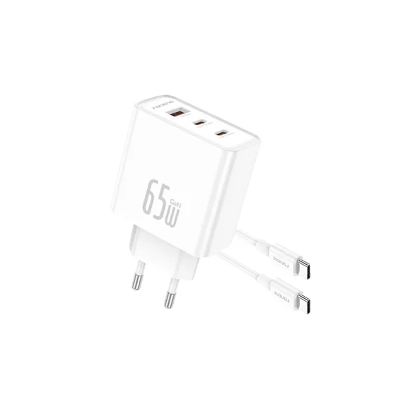 Foneng GaN50-EU 65w 3-Port Fast Charging Adapter With Type-C Cable