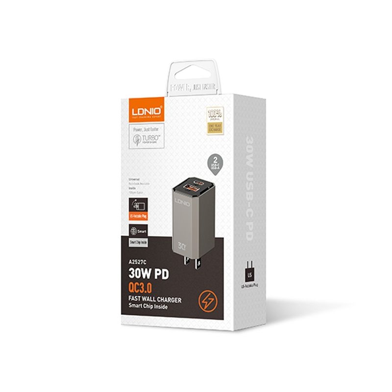 LDNIO A2527C 30W PD QC3.0 Fast Wall Charger