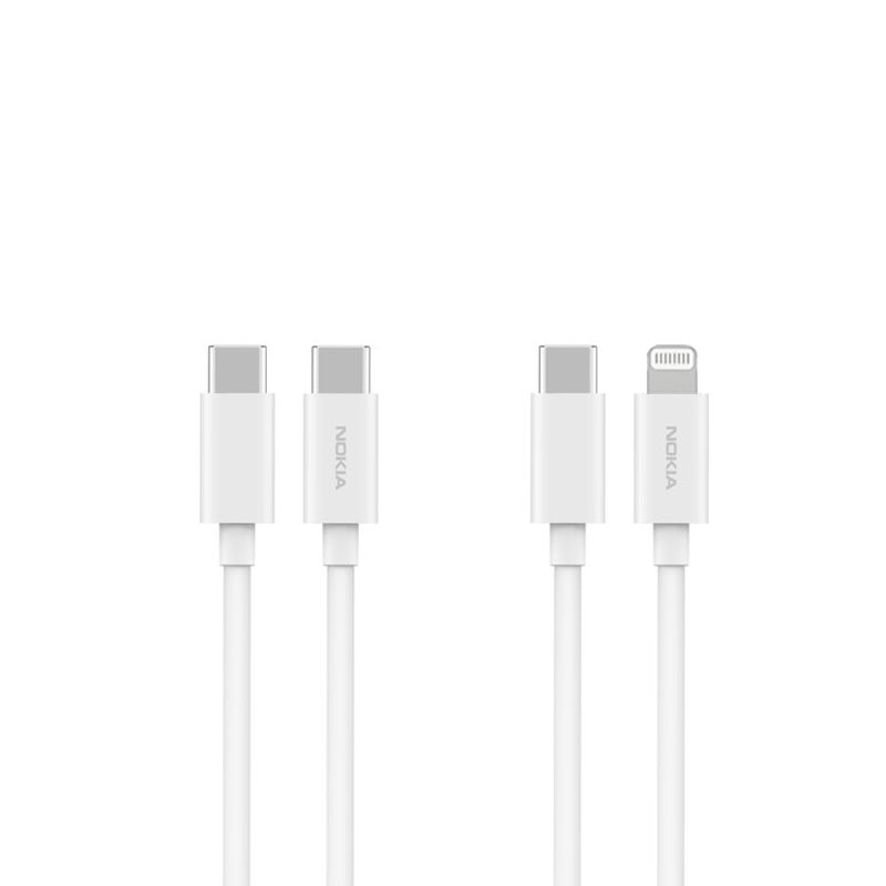 Nokia P8100 Combo USB-C & Lightning Data Cable 1M - White