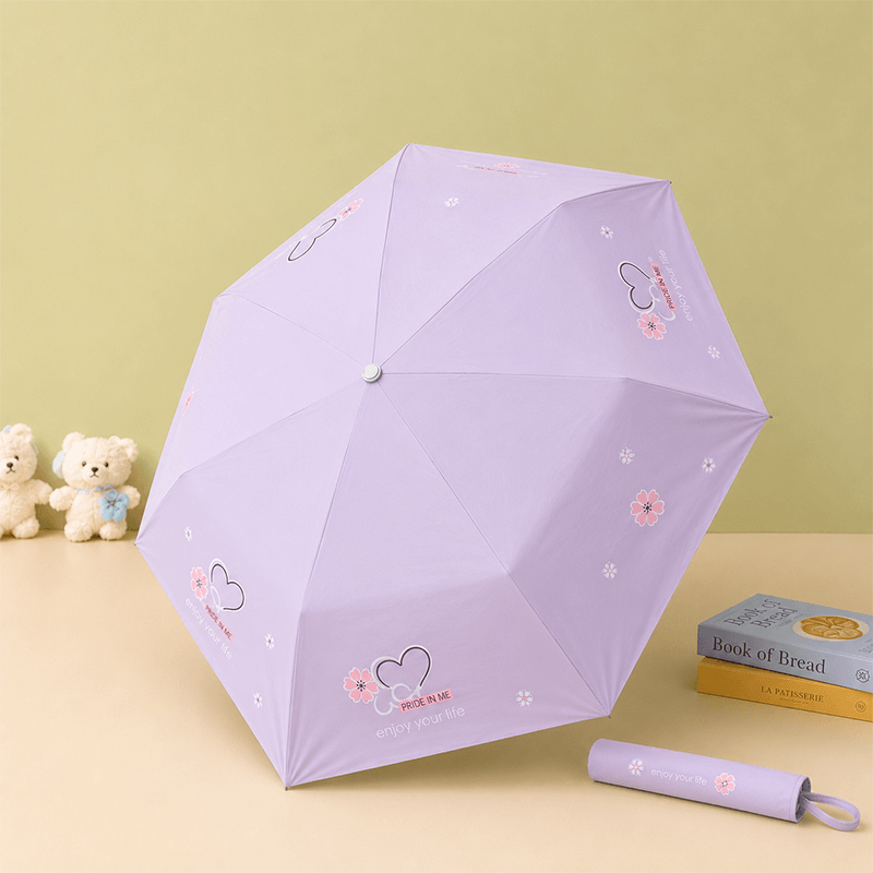 Premium Love Print Dual-Tone Folding Umbrella