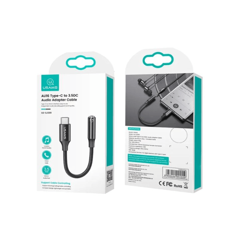 USAMS US-SJ599 AU16 Audio Cable Type-C to 3.5DC Audio Adapter