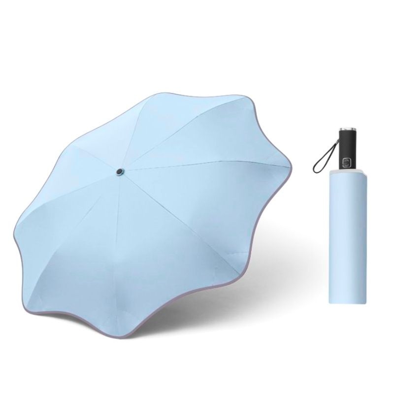 Rounded Tips 21-inch 8-Rib Automatic Tri-Fold Umbrella