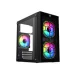 PC Power Spider Web Crystal Mini Tower 3 ARGB Fan Gaming Casing with 230W PSU